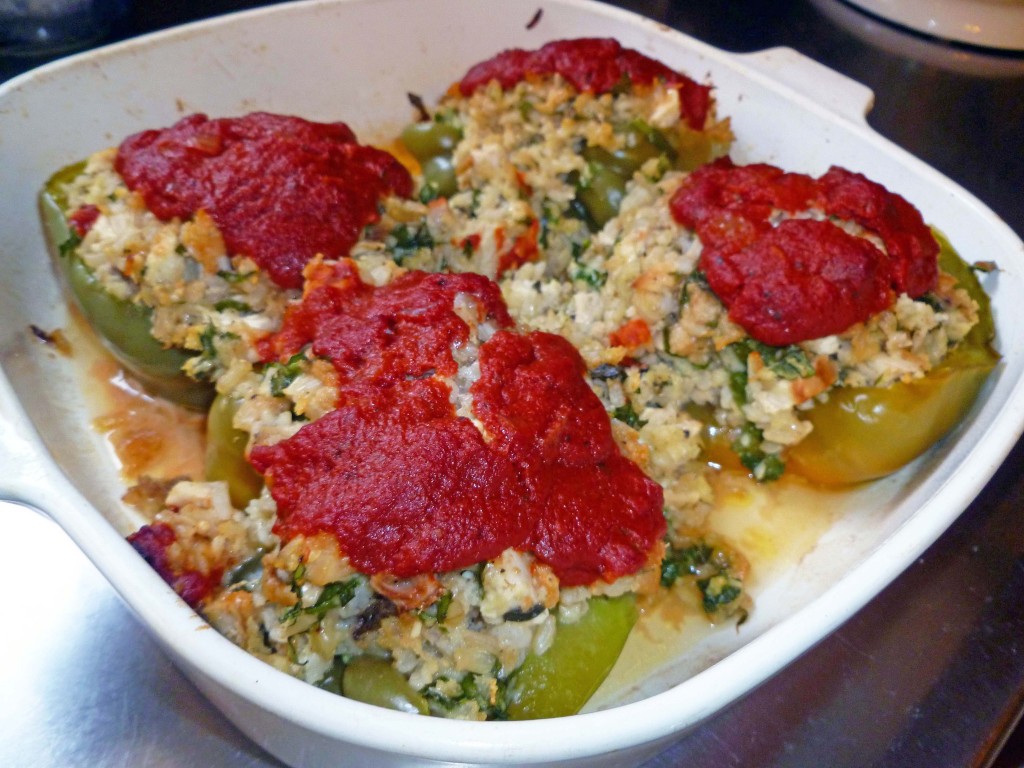 Chicken and Spinach Stuffed Peppers