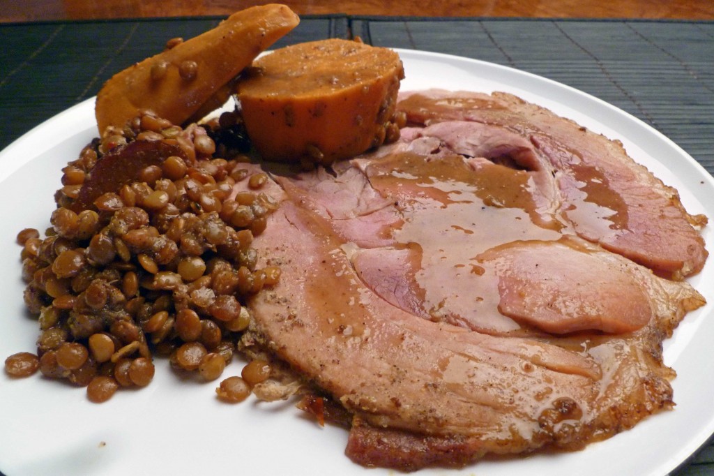 Ham with Lentils and Potatoes (Oven or Slow Cooker)