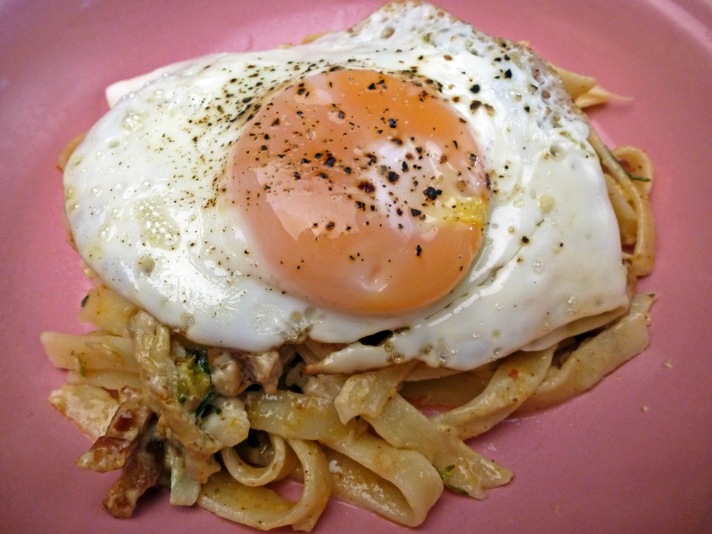 Pasta Topped with Egg