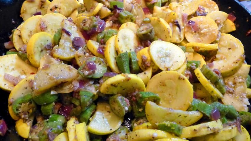 Summer Squash, Okra, and Bacon